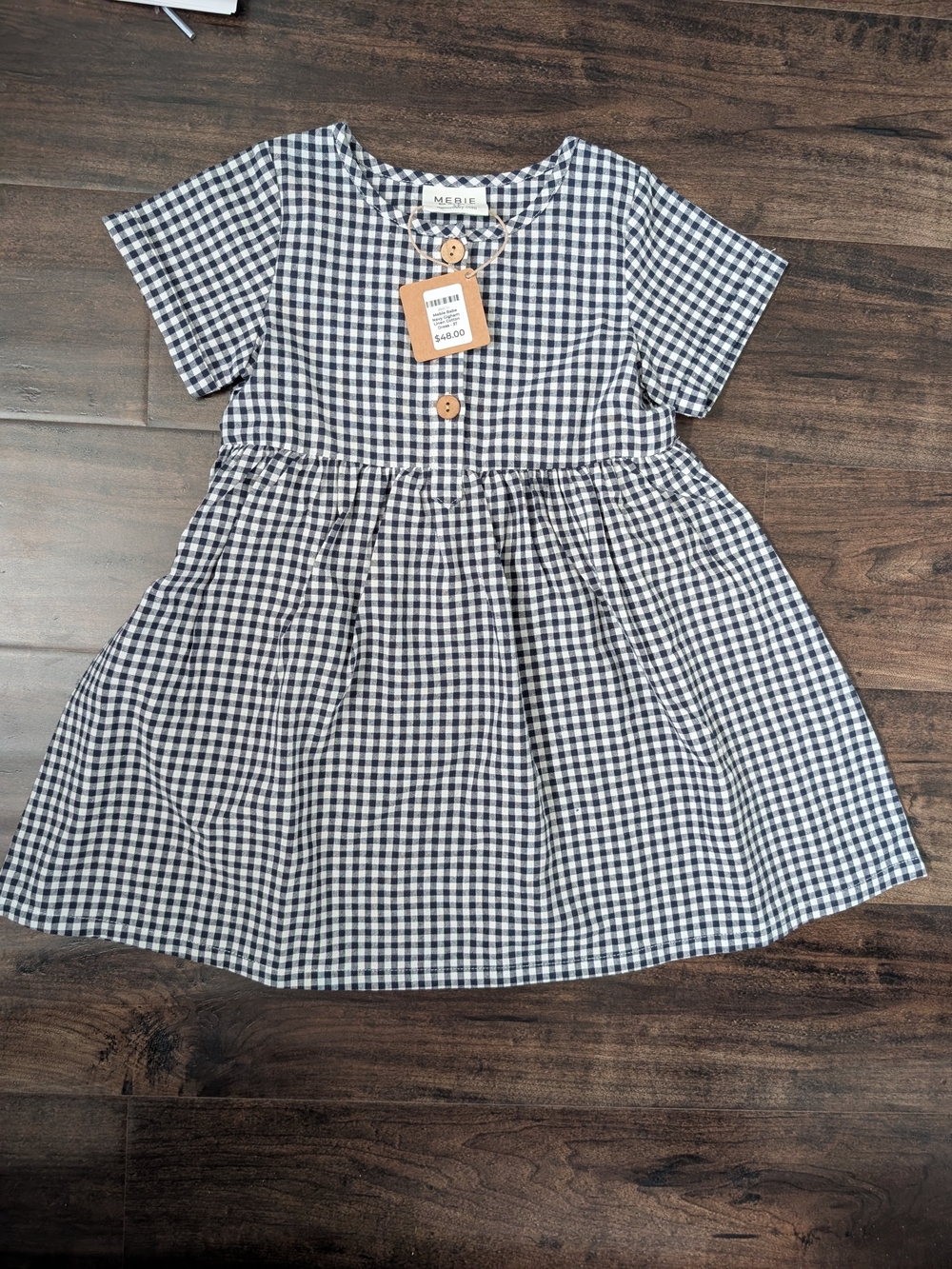 Mebie Baby Navy & White Gingham Short-Sleeve Dress